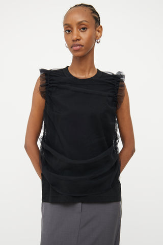 Noir Kei Ninomiya Black Layered Tulle Top