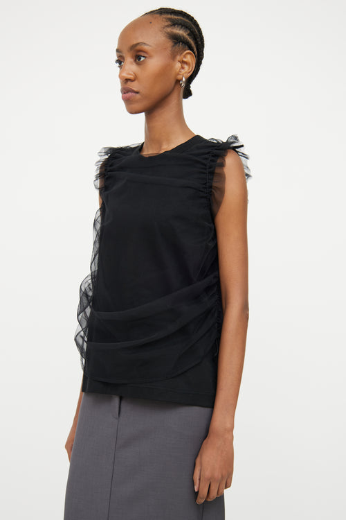 Noir Kei Ninomiya Black Layered Tulle Top