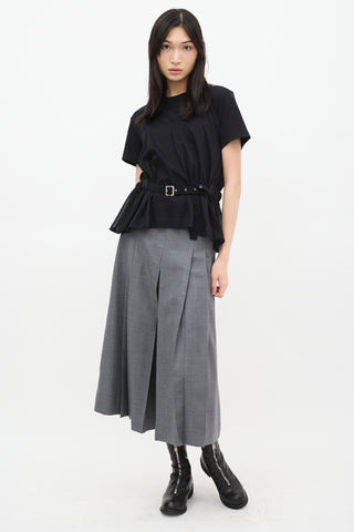 Noir Kei Ninomiya FW 2017 Black Sheer Back Buckled T-Shirt
