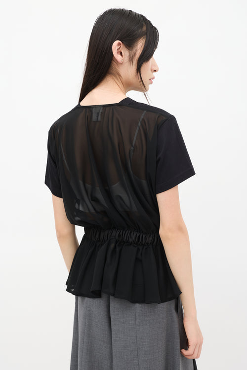 Noir Kei Ninomiya FW 2017 Black Sheer Back Buckled T-Shirt