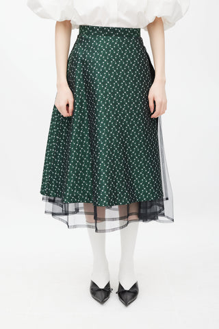 Noir Kei Ninomiya Green & White Floral Jacquard Skirt
