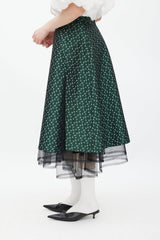 Noir Kei Ninomiya Green & White Floral Jacquard Skirt