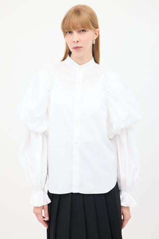 Noir Kei Ninomiya White Cotton Puff Poet Sleeve Shirt