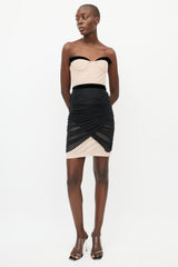 Alexander Wang Black & Beige Gathered Mesh Dress