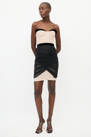 Alexander Wang Black & Beige Gathered Mesh Dress