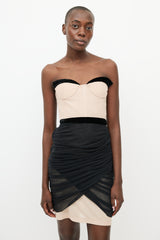 Alexander Wang Black & Beige Gathered Mesh Dress