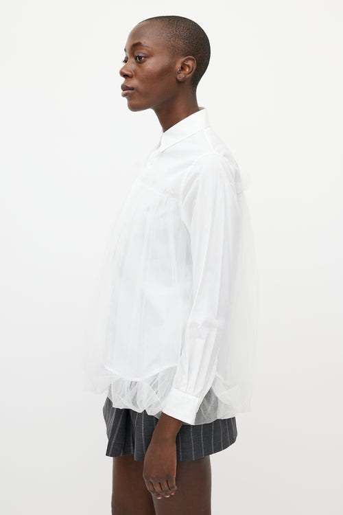 Noir Kei Ninomiya White Gathered Tulle Shirt