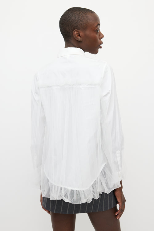 Noir Kei Ninomiya White Gathered Tulle Shirt
