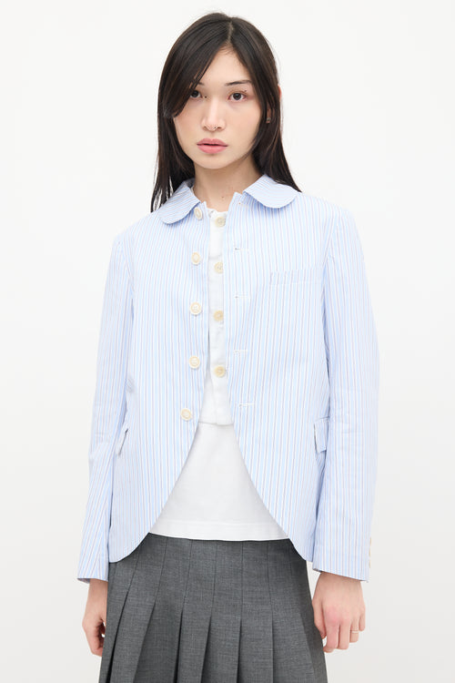 Comme des Garçons Blue & White Striped Blazer