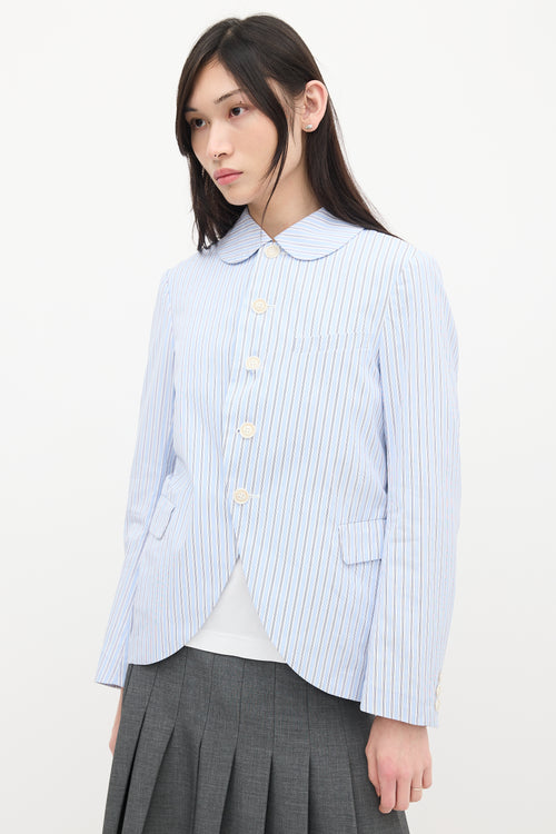 Comme des Garçons Blue & White Striped Blazer