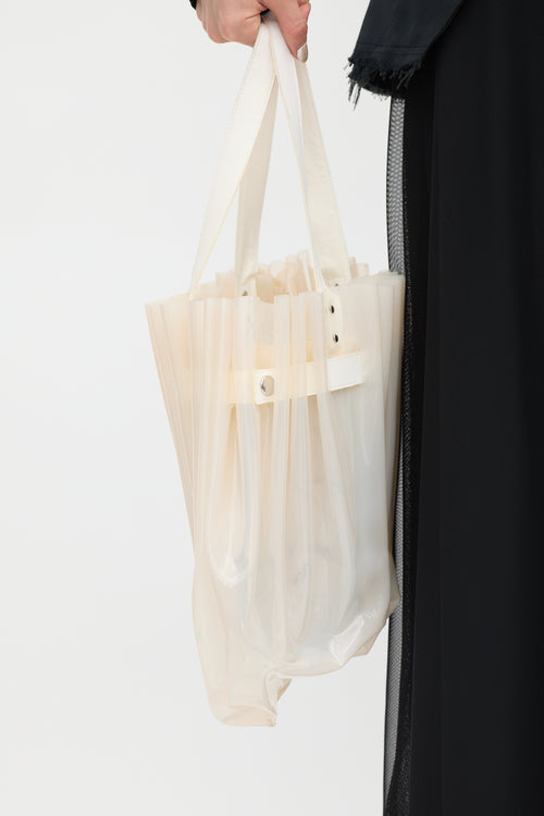 Noir Kei Ninomiya White PVC Gathered Tote