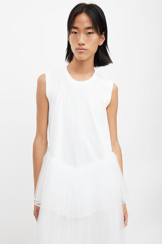 Noir Kei Ninomiya White Tulle Midi Dress