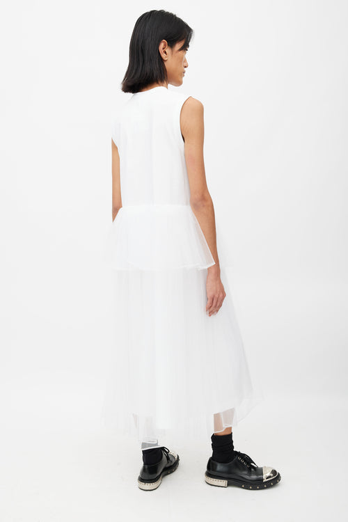 Noir Kei Ninomiya White Tulle Midi Dress