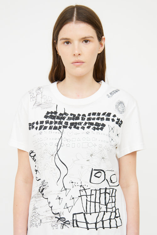 Noir Kei Ninomiya White Print Logo T-shirt