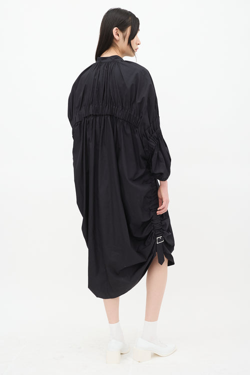 Noir Kei Ninomiya FW 2023 Black Cotton Ruched Strap Shirt Dress