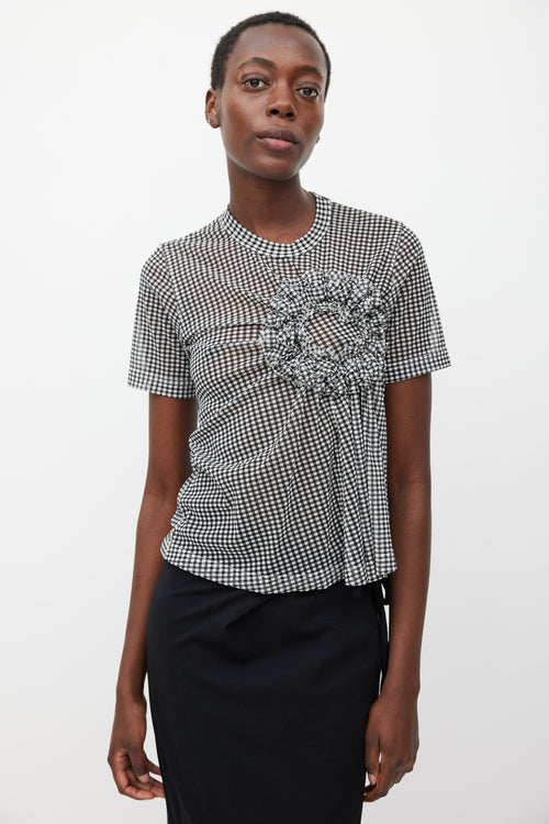 Noir Kei Ninomiya FW 2022 Black & White Mesh Checked Top