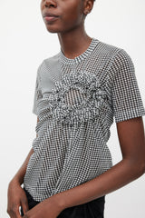 Noir Kei Ninomiya FW 2022 Black & White Mesh Checked Top