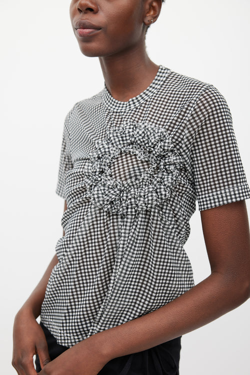 Noir Kei Ninomiya FW 2022 Black & White Mesh Checked Top