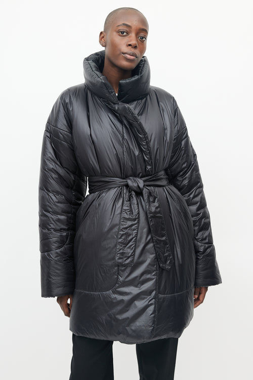 Norma Kamali Black Belted Puffer Coat