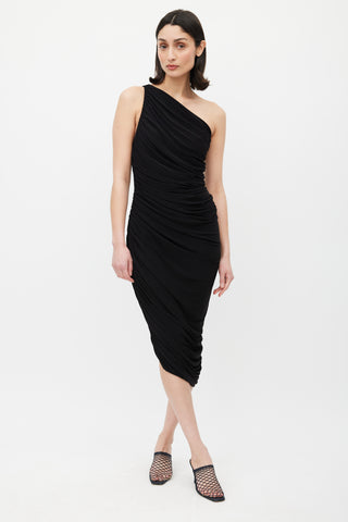 Norma Kamali Black One Shoulder Diana Dress