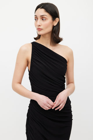 Norma Kamali Black One Shoulder Diana Dress