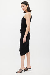 Norma Kamali Black One Shoulder Diana Dress