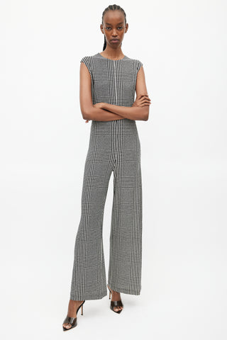 Norma Kamali Black & White Houndstooth Jumpsuit