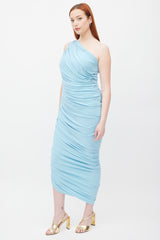 Norma Kamali Blue One Shoulder Diana Dress