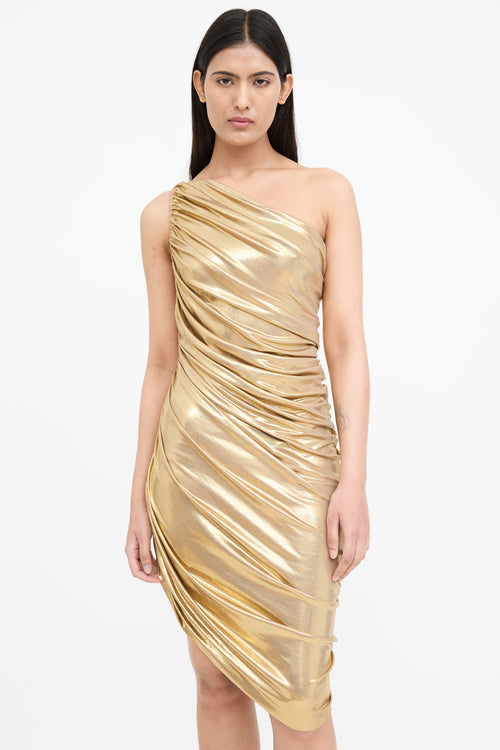 Norma Kamali Metallic Diana Mini Dress