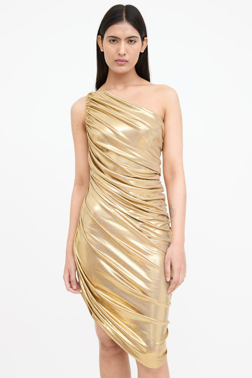Norma Kamali Metallic Diana Mini Dress