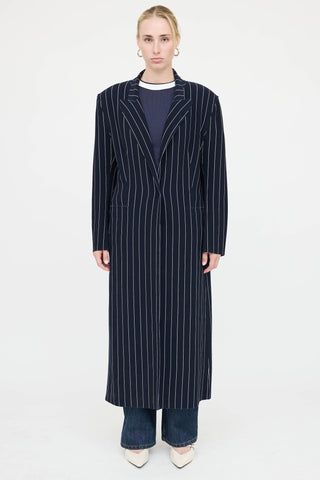 Norma Kamali Pinstripe Blazer Coat