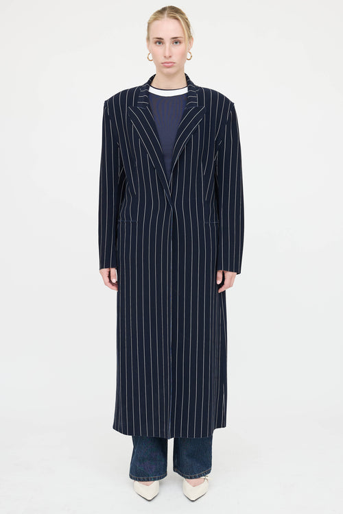Norma Kamali Pinstripe Blazer Coat