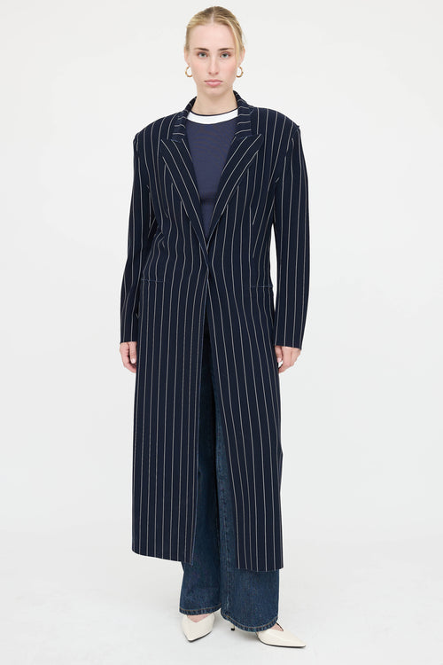 Norma Kamali Pinstripe Blazer Coat