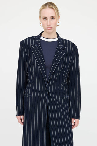 Norma Kamali Pinstripe Blazer Coat