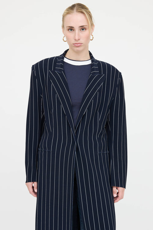 Norma Kamali Pinstripe Blazer Coat
