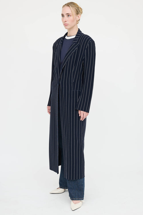 Norma Kamali Pinstripe Blazer Coat
