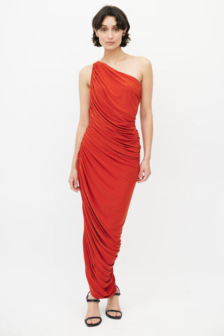 Norma Kamali Orange Ruched Diana Dress