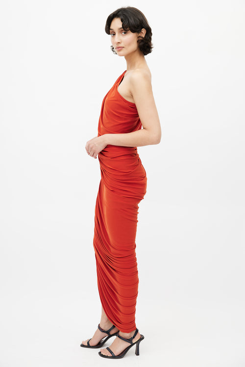 Norma Kamali Orange Ruched Diana Dress