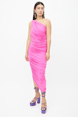 Norma Kamali Pink Diana Drape Long Dress
