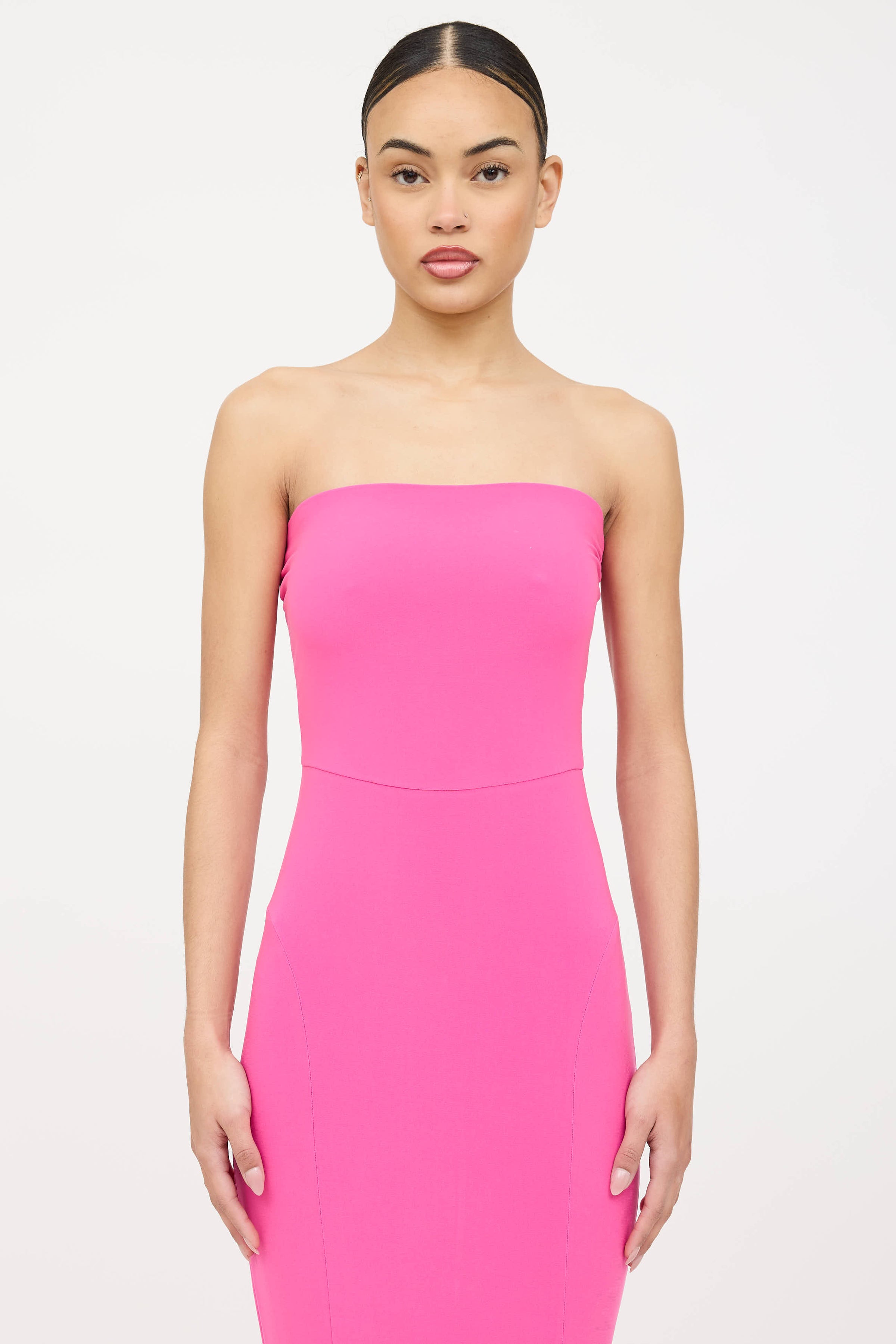 norma kamali pink dress Norma Kamali // Strapless Fishtail Dress – VSP Consignment