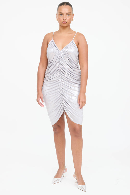 Norma Kamali Diana Ruched V-Neck Dress