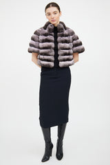 VSP Consignment Purple & Black Fur Ombre Shawl