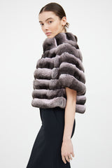 VSP Consignment Purple & Black Fur Ombre Shawl