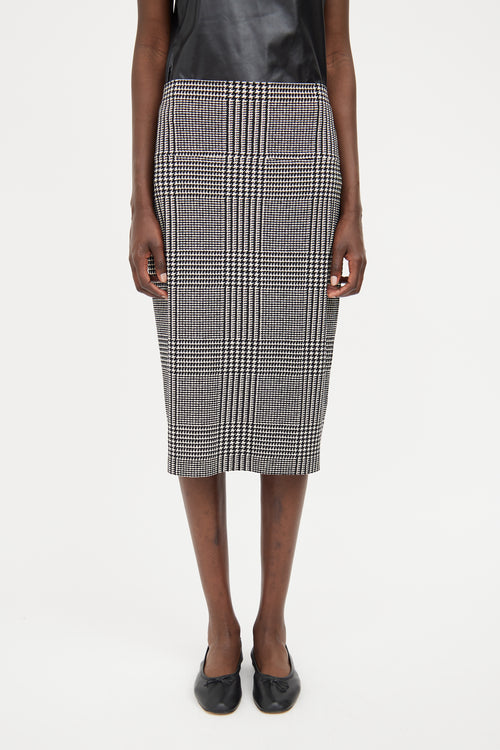 Norma Kamali Black & White Houndstooth Print Skirt