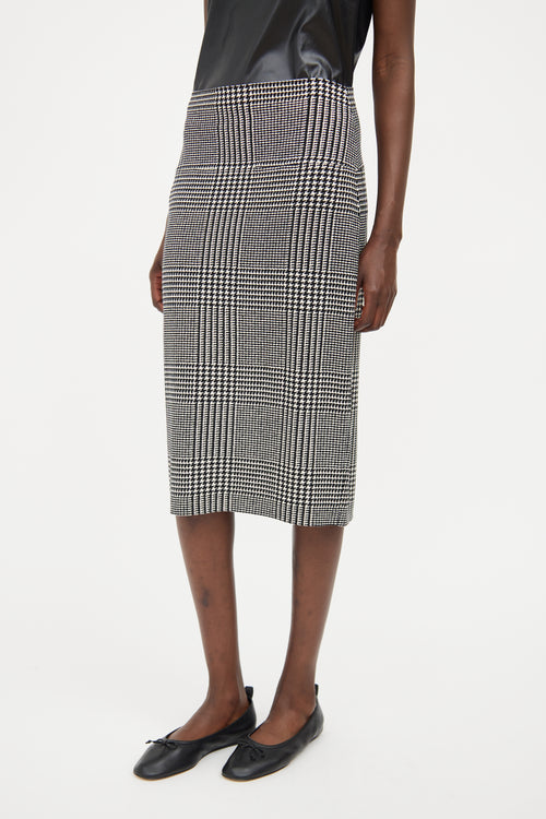 Norma Kamali Black & White Houndstooth Print Skirt