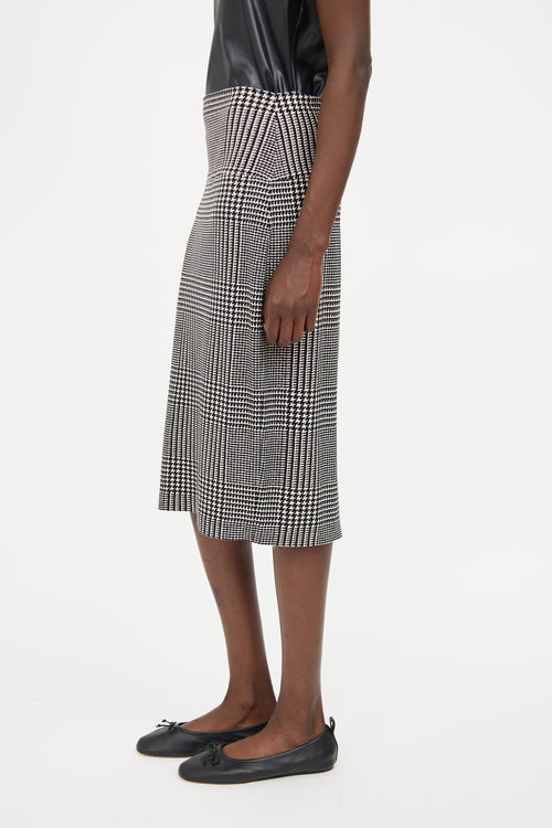 Norma Kamali Black & White Houndstooth Print Skirt