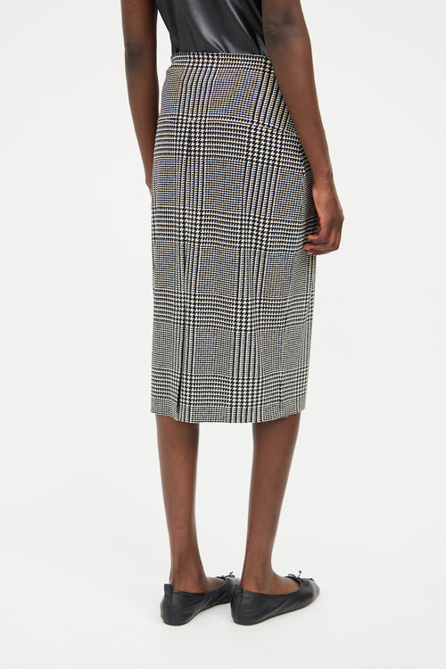 Norma Kamali Black & White Houndstooth Print Skirt