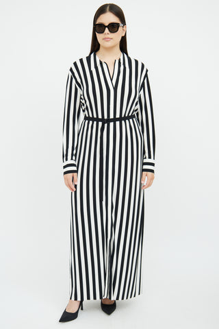 Norma Kamali Black & White Stripe Long Sleeve Dress