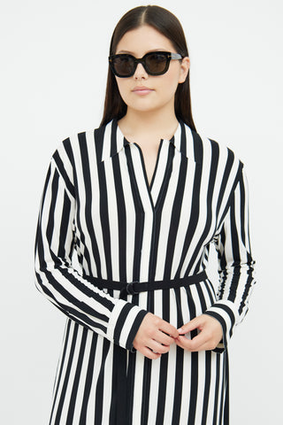 Norma Kamali Black & White Stripe Long Sleeve Dress