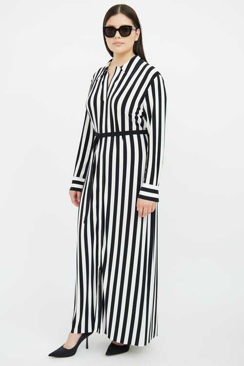 Norma Kamali Black & White Stripe Long Sleeve Dress